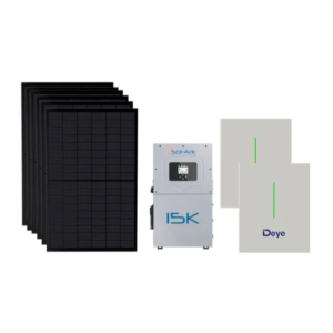 Sol-Ark 15kW Hybrid Inverter + 20.4kWh (2×10.2kWh) Deye RW-F10.2-B Battery Storage + 14.76kW U.S.-Made All-Black 410W PERC Solar Panels