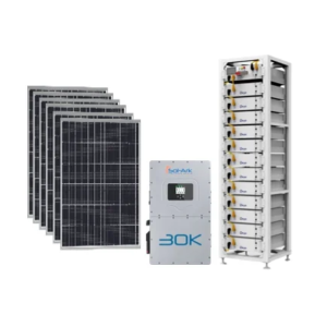 Sol-Ark 30kW Hybrid Inverter (120/208V 3-Phase) + Deye BOS-G 60kWh Indoor Battery Rack + 33kW U.S.-Made 550W Solar Panels
