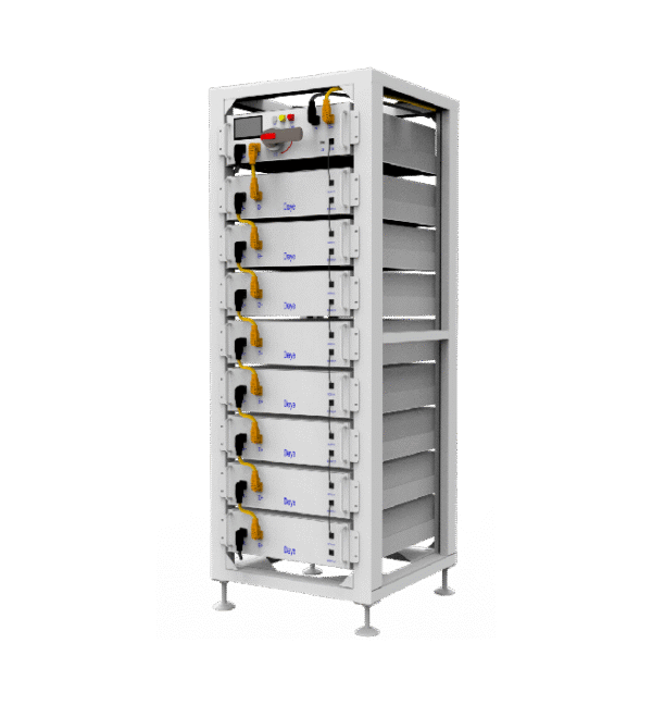 Indoor LFP Battery Rack – 40kWh System (DEYE-Compatible, Closed-Loop with Sol-Ark )